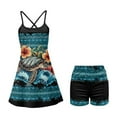 thumbnail image 5 of Yuyamidu 2 Pieces Womens Tennis Dress with Built in Shorts Size M Sea Turtle Sleeveless Golf Dresses Blue Aztec Athletic Workout Dress with Pockets Pickleball Outfits, 5 of 7