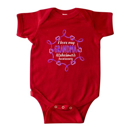

Inktastic I Love My Grandma Alzheimer s Awareness with Purple Hearts Gift Baby Boy or Baby Girl Bodysuit