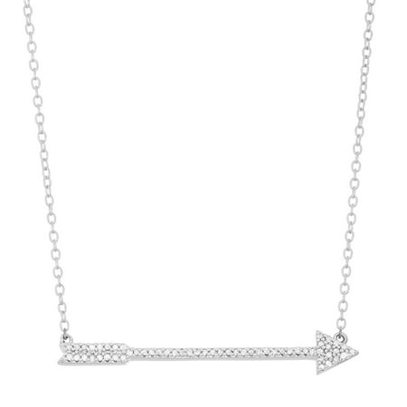 0.15 Carat T.W. Diamond Sterling Silver Arrow Necklace, 17