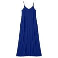 thumbnail image 4 of Karymi Sundress Solid Color Maxi Dress, Casual V-Neck Spaghetti Strap Loose Long Dress with Side Pockets, Flowy Sleeveless Summer Cami Dress Plus Size Dresses, 4 of 5
