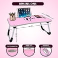 thumbnail image 2 of MavoCraft Laptop Desk for Bed - Lap Table with iPad Slot & Cup Holder - Portable Wood Lap Desk for Sofa & Bed for Adults & Kids - Adjustable Tablet & Laptop Stand for Comfortable Use (Pink), 2 of 7
