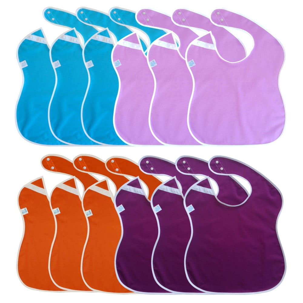 Unisex 5 Pack Solid Colors Little-Likes Waterproof Baby Bibs with Three Snaps 