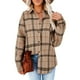 thumbnail image 1 of Dinheiro Blusa de manga larga con cuello largo y botones para mujer (caqui), S,, 1 of 5