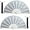 White, variant on Large Folding Hand Fans: 2 Pack Premium Fabrics Folding Handheld Fan, Rave Fan with Thickened Plastic Frame, for Men and Women Performance, Dance, Decorations, Festival, Gift (Green)