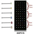 thumbnail image 3 of Boxed Stainless Steel L-shaped Nose Stud 1.5/2. 0/2.5 Diamond Curved Rod Nose Ring Puncture Jewelry 60 Pieces Set, 3 of 10