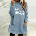 thumbnail image 2 of Lovskoo Women's Fuzzy Fleece Sweatshirt Pullover Tops Crewneck Long Sleeve Pocket Printed Winter Thick Warm Plush Top Light Blue, 2 of 5