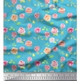 thumbnail image 1 of Soimoi Blue Cotton Cambric Fabric Leaves & Grandiflora Roses Floral Print Fabric by the Yard 56 Inch Wide, 1 of 3