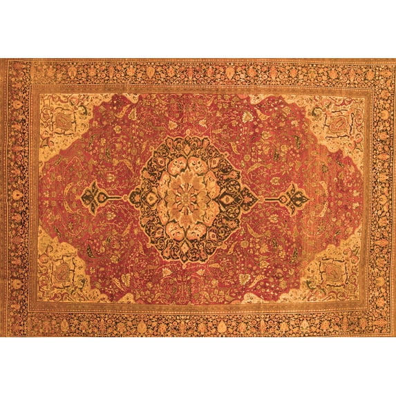 Ahgly Company Indoor Rectangle Medallion Orange Traditional Area Rugs, 5' x 7'