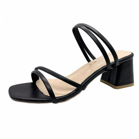 

Toyella Women s Sandals Chunky Heel Ankle-strap Fairy Gentle Style High Heel Sandals Black 35