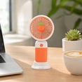 thumbnail image 6 of Portable Macaroon Mini Fan, Rechargeable Handheld Fan, 6.91×1.97 inches, for Outdoor Travel Camping Commuting, Carrot Pattern（Orange）, 6 of 7