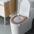 thumbnail image 4 of Deeceymbur Soft Toilet Seat Cover Thick Toilet Seat Cushion Universal Washable Toilet Pad Flannel Bathroom Seat Cover 17x15 Inch, 4 of 6