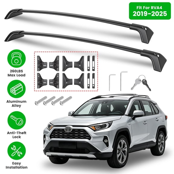 Imountek Car Roof Rack Cross Bar Fit for Toyota RAV4 2019-2025, Aluminum Roof Rails Cargo Crossbars for Flush Side Rails with Anti-Theft Lock for Bike Kayak Cargo Luggage, 2 Pieces