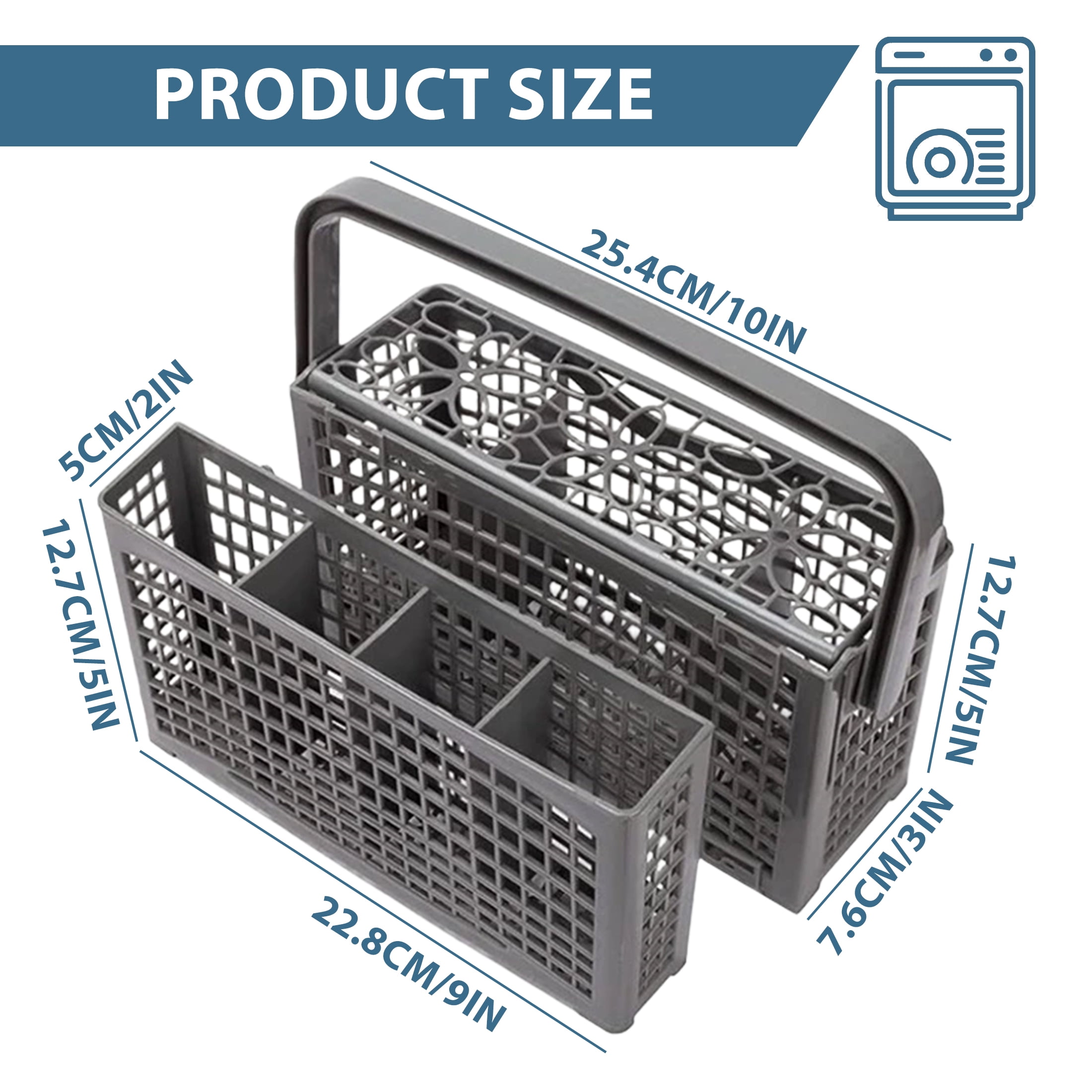 Dishwasher Cutlery Basket Replacement 2-in-1 Universal Silverware Utensil Holder
