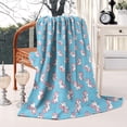 thumbnail image 3 of Blue Cartoon Unicorn Heart Pattern Blanket,Comfortable Soft Flannel Throw Blanket,All Season,Warm Lightweight Blankets for Sofa Bed Couch Living Room Chair,50"x60", 3 of 4