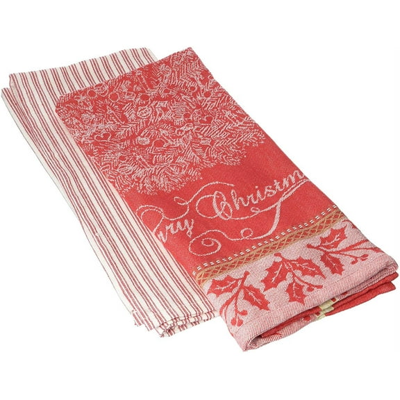 Design Imports  Assorted Vintage Merry Christmas Dish Towel Set - Set of 2