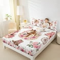 thumbnail image 4 of jejeloiu Farm Animal Horse Full Size Sheets,Pink Flower Floral Bed Sheets,Brown Boots Guitar Sheet Sets For Child,Microfiber Bedroom Decor,4-Piece, 4 of 7