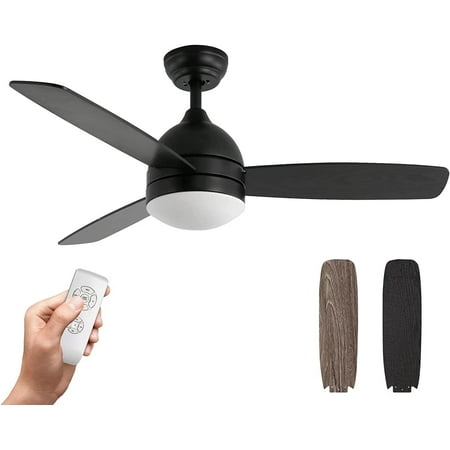 

Ceiling Fan with Lights Remote Control 48-Inch Black Silent Motor 3-Blades