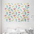 thumbnail image 1 of Nursery Tapestry, Cartoon Sea Creatures with Seahorse Crabs Fish Aqua Drawing Style, Wall Hanging for Bedroom Living Room Dorm Decor, 80W X 60L Inches, Teal Mustard Dark Coral, by Ambesonne, 1 of 2