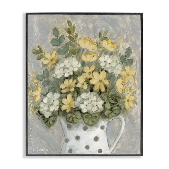 Stupell Industries Farmhouse Farm Fresh Bouquet Dotted Vase Black Framed Giclee Art, 11 x 14, by Sara G. Designs