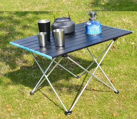 Picnic BBQ Beach Portable Camping Table with Aluminum Table Top Festival Folding Beach Table Ultralight Compact with Carry Bag for Outdoor Indoor Cooking