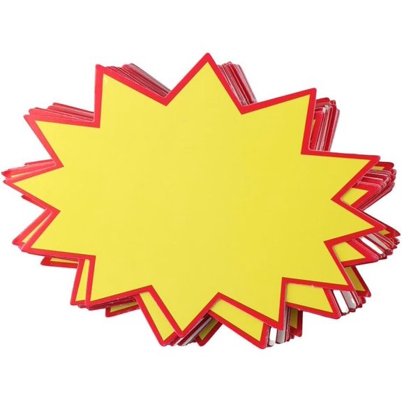 LUU-200PCS Starburst Sign Cards Sale Sign Tags Fluorescent Signs Blank Star Shape Label Burst Paper Sale Price Tags Assorted Display Tags for Retail Store_SAI