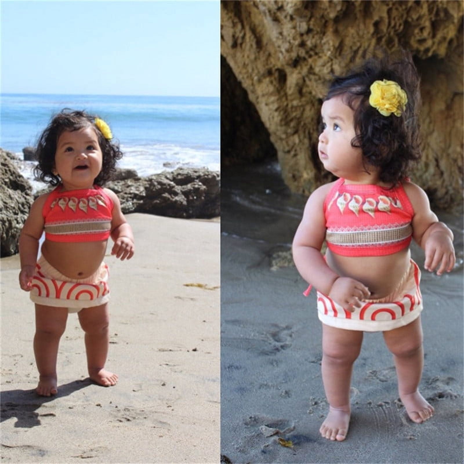 Vestido Disfraz De Princesa Vaiana Para Bebé Y Niña Pequeña - Ropa De Fiesta De Carnaval Con Estampados Tribales Y Sol, Poliéster Ligero
