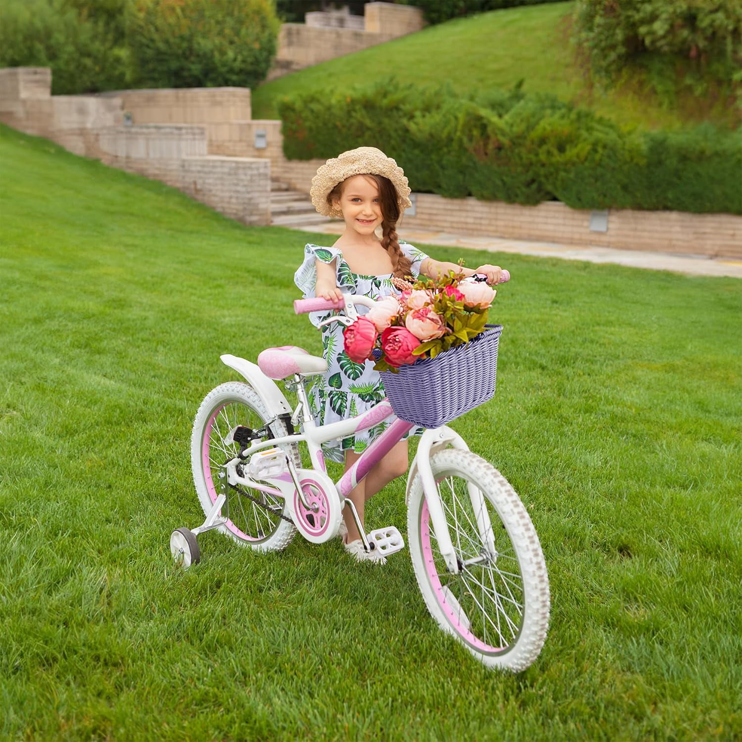 Kids Bike Basket, Front Bicycle Bike Baskets for Kids, Small Wicker Bike Basket for Boys and Girls, Small Wicker Basket for Bike, 9¾" x 7" x 6", 1-Pack