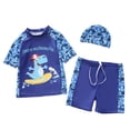 thumbnail image 2 of Bellafa Toddler Boys Swimsuit Set Boys' Rash Guard Swimwear Kids UPF 50+ Two Piece Bathing Suit With Swim Trunk and Hat 3-8 Years, 2 of 7