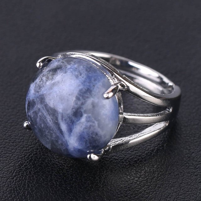 Perles Rondes pour Femmes Bagues Décontractées pour Doigts Bijoux en Cristal Quartz Violet