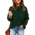 thumbnail image 2 of Women Cowl Neck Casual Tunic Sweatshirts Drawstring Long Sleeve Solid Color Comfy Lightweight Pullover Jumper Tops, 2 of 7