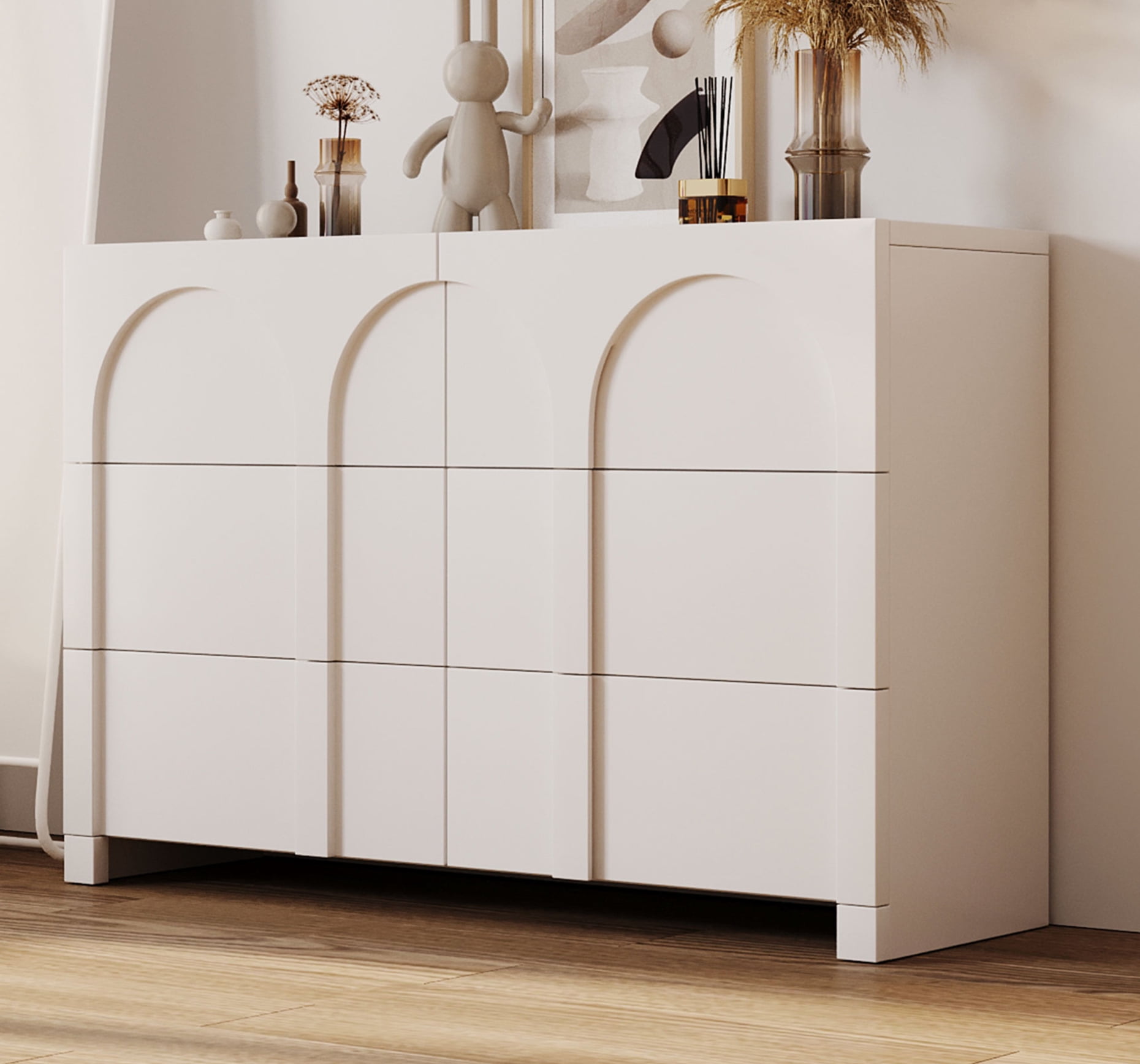 Storage Buffet Cabinet with 6 Drawers and Sleek Top, Sideboard Cabinet ...
