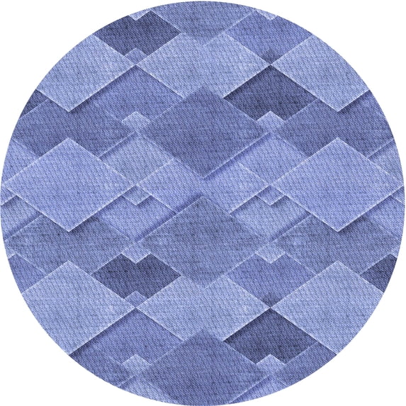 Ahgly Company Indoor Round Patterned Denim Blue Area Rugs, 5' Round