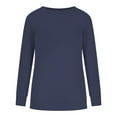 thumbnail image 5 of Latest Seasonal Must-Haves! HIMIWAY Fall Fashion Tops Women's Fashion Casual Long Sleeve Solid Round Neck T-shirt Top Pullover Blue XL, 5 of 6