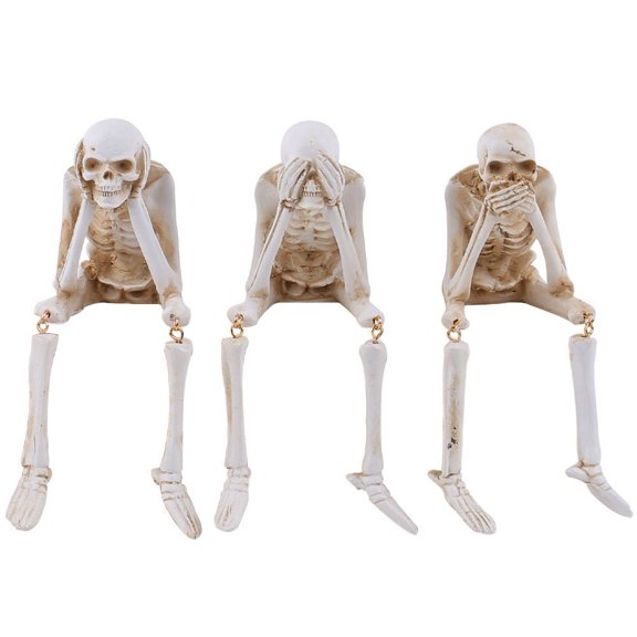 Halloween Statues See Speak Hear No Evil Skeleton Figurines Realistic Skull Decorations for Home Haunted House Halloween Party Decor Favors Shelf Accessories