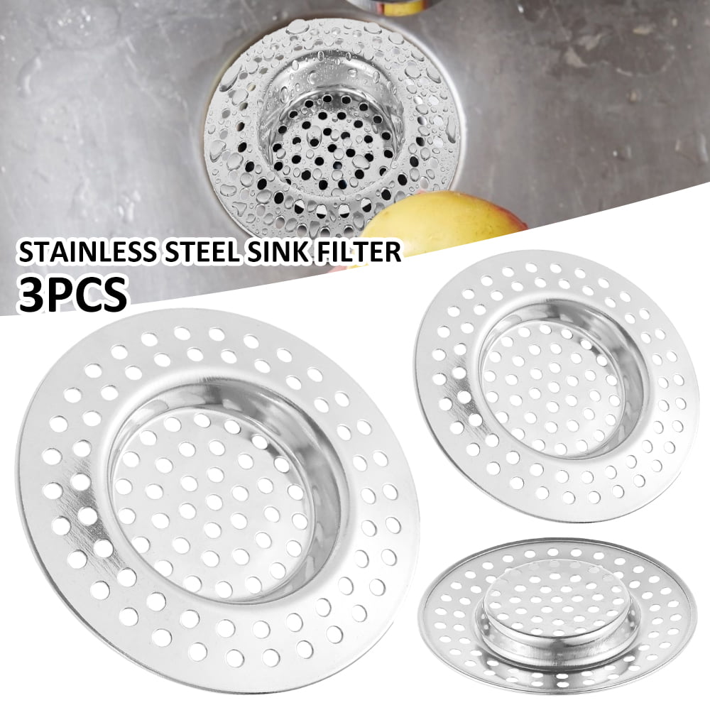 Sink Strainer Kitchen Drain Plug Hole Bath Basin Steel Hair Filter Catcher Cover 