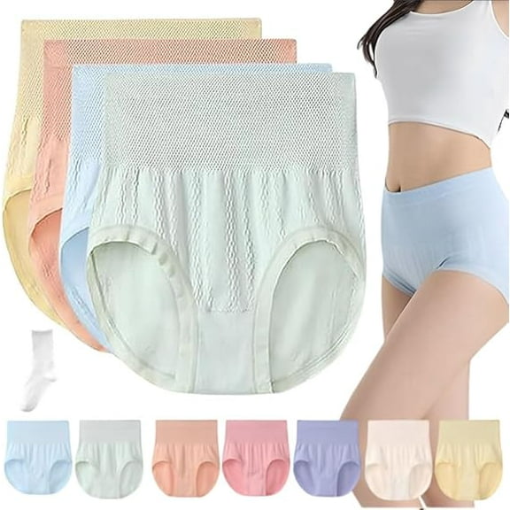 Sleek Hip Leakproof Panties Sleekhip High-Waist Tummy-Control Butt-Lifting Undies Lightweight Comfort Underwear Women(4pcs-a,Small)