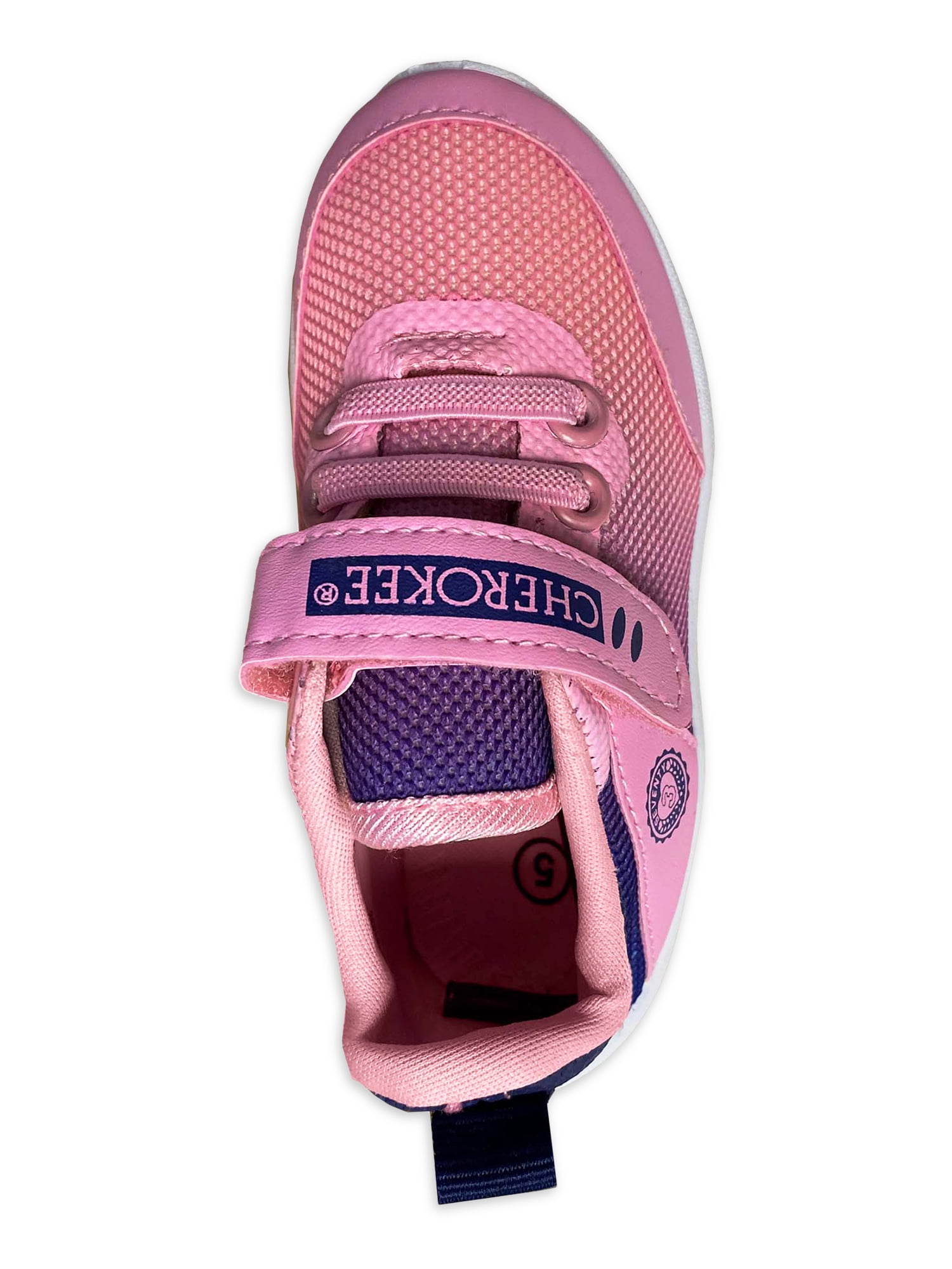 Cherokee Toddler Girls’ Athletic Mesh Jogger Sneakers With Hook and Loop Strap Closure, Sizes 5-10