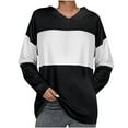 thumbnail image 2 of Xcmzpl Women's Hoodies Loose Fit Color Block Hooded Sweatshirt Athletic Sweater Tops Work Long Sleeve T-shirts Fall Fashion, 2 of 5