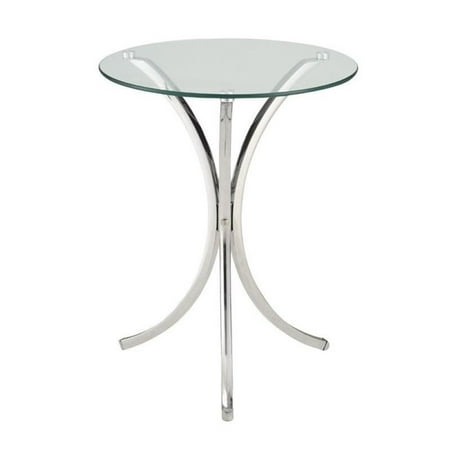 Bowery Hill Round Glass Top End Table In Chrome Com
