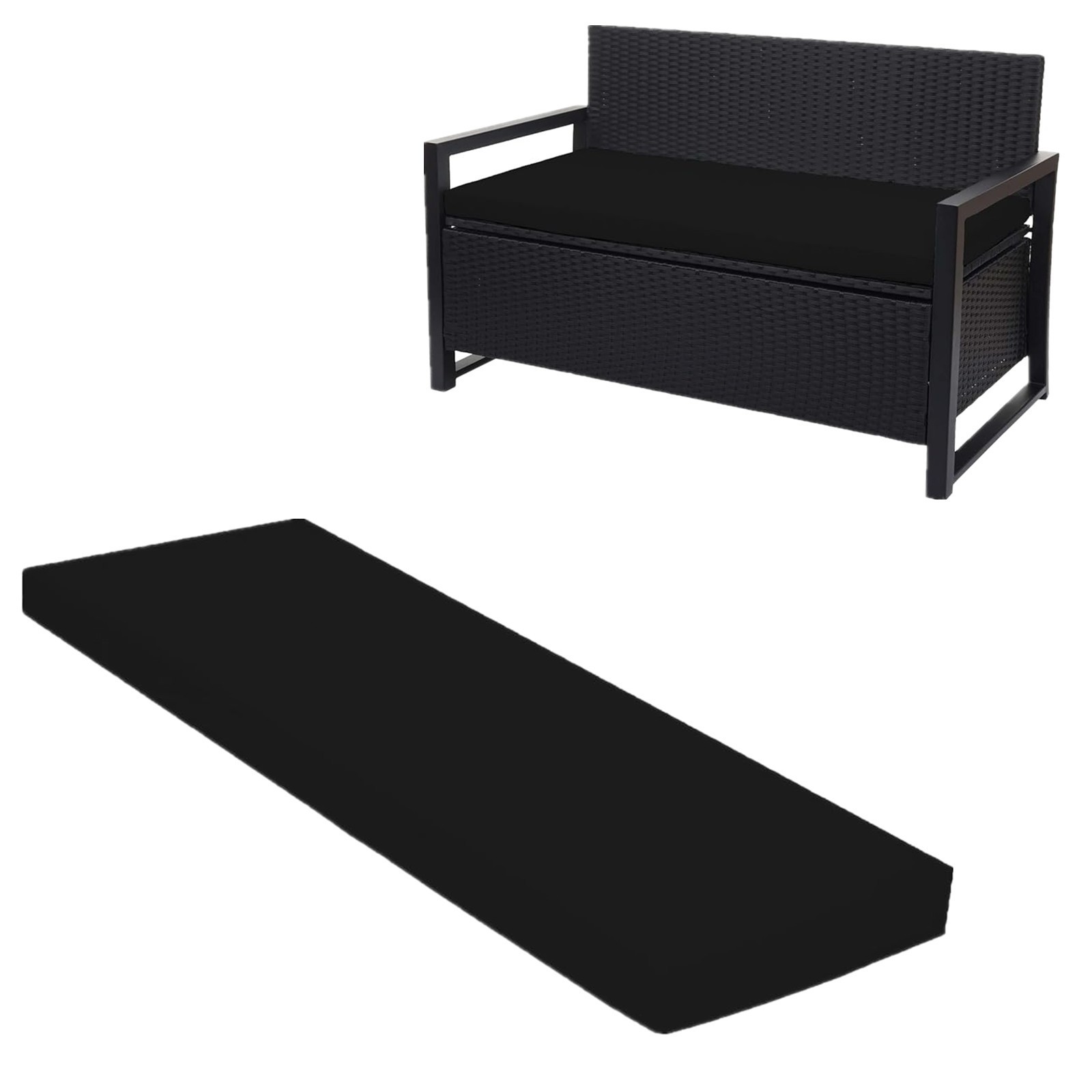 Topchances Outdoor Bench Cushion, Waterproof Patio Furniture Cushions, Non-Slip Bench Pad for Garden Swing Porch Sofa Settee (59x18x3 inch, Black)