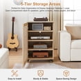 thumbnail image 4 of Wirrytor Media Storage Cabinet, 4-Tier Shelves Audio Video Record Stand Cabinet with Height Adjustable, Modern AV Cabinet with Doors and Pulley, Storage for Entertainment Stereo Component,Oak, 4 of 8