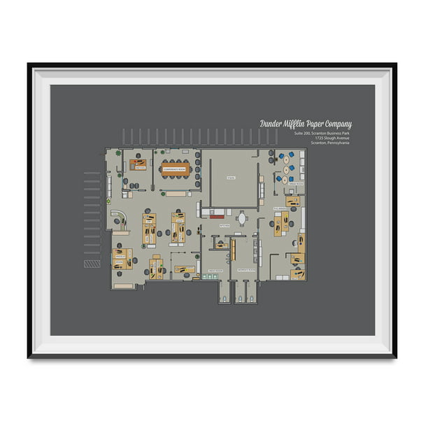 Dunder Mifflin Paper Company Floor Plan Poster The Office