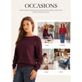 thumbnail image 4 of Eytino Ladies Sweaters Bow Ribbed Knit Crew Neck Long Sleeve Fall Pullover Top, 4 of 11