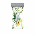 thumbnail image 2 of Parrot Bedding Set with Sheet & Covers, Hibiscus with Bird Intelligent Mimic Animals Creatures Wild Regions Artwork, Printed Bedroom Decor 2 Shams, 4 Sizes, White Yellow Green, by Ambesonne, 2 of 3