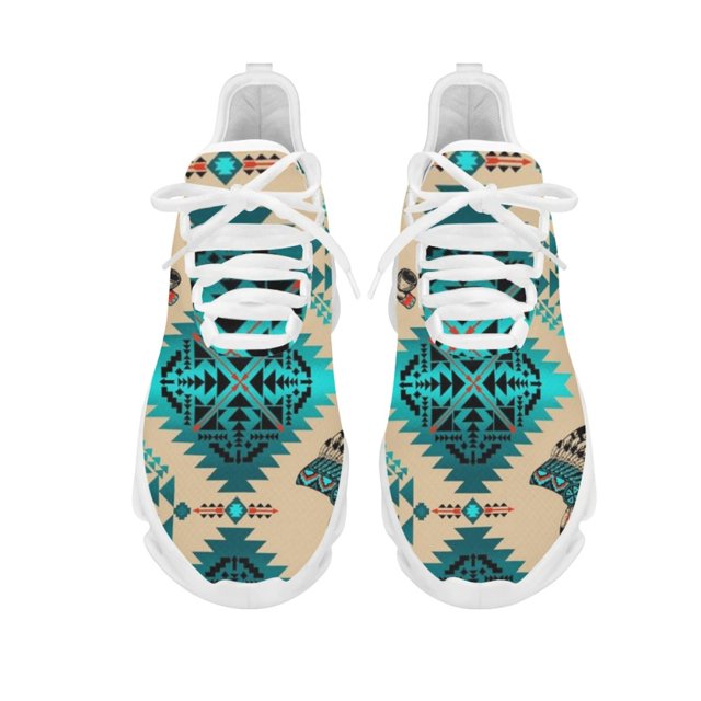 Tribal Aztec Cartoon Pattern Non-slip Flats for Women Trend Comfortable Soft Running Shoes Lightweight Lace Up Mesh Footwear