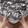 thumbnail image 3 of Twin Sze Fitted Sheet Set - Happy Halloween 2 Piece Bedding Sets 16" Deep Pocket Fitted Sheet with 1 Pillowcase, Fall Spooky Skeleton Retro Black Brushed Microfiber Hotel Luxury Bed Sheets, 3 of 9