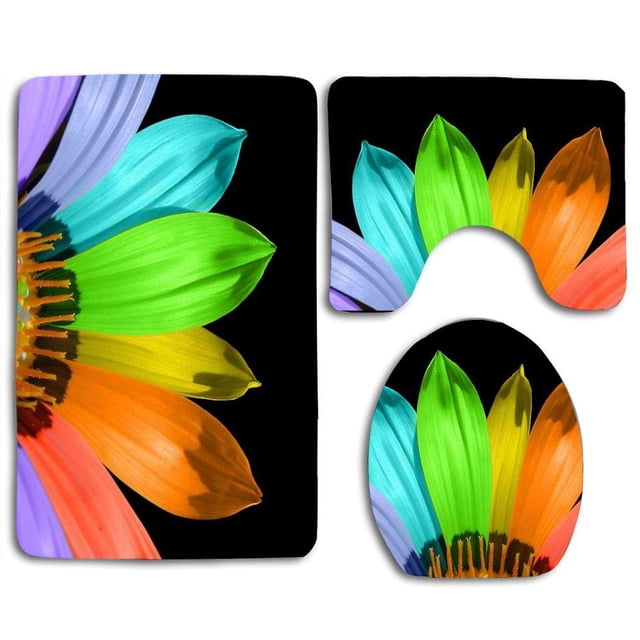 Juego de alfombras de baño ABPHQTO de 3 piezas con Pétalos de color