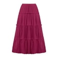 thumbnail image 7 of RUTAYY Fashionable Women Beach Vacation Layered Ruffle Hem Long Skirt Hollow Gathered Cake Skirt Solid Color Casual Travel Skirts, 7 of 7