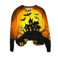 thumbnail image 2 of Censtreet Women's Halloween Figure Graphic Print Sweatshirt Round Neck Long Sleeve Contrast Color Graffiti Pullovers, 2 of 6
