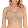 thumbnail image 1 of Lace Push Up Bras For Women Sexy Deep V Neck Breathabl Brassiere Padded Bra Seamless Comfortable Bralette Fitness Gym Bra Top Padded Sport Bra,Khaki,XL, 1 of 10